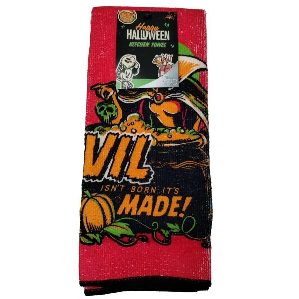 Disney 100 Halloween Snow White Evil Queen Kitchen Towel and Silicone Mini Mitt